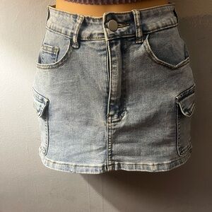 SHEIN Light Blue Denim Mini Skirt